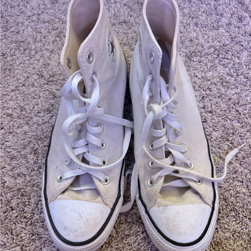 Cream high top converse